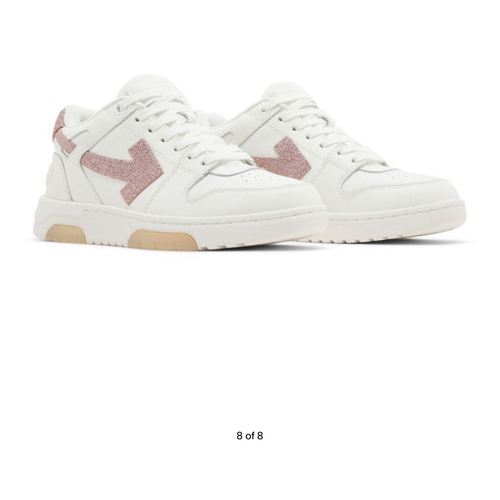 Off White Out Of Office Women's White And Pink Glitter Sneakers